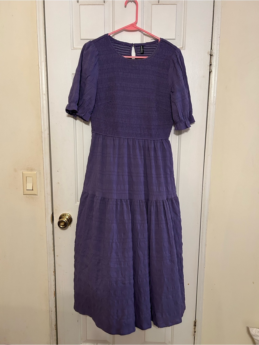 Women's Purple Textured Midi Dress